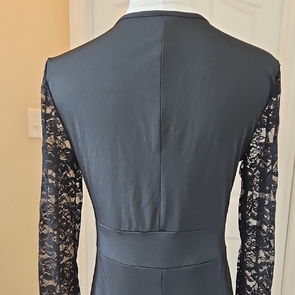 SHEIN Elegant Solid Long Sleeve Bodycon Dress Sheer Panel And Sleeves Size M - Picture 6 of 8